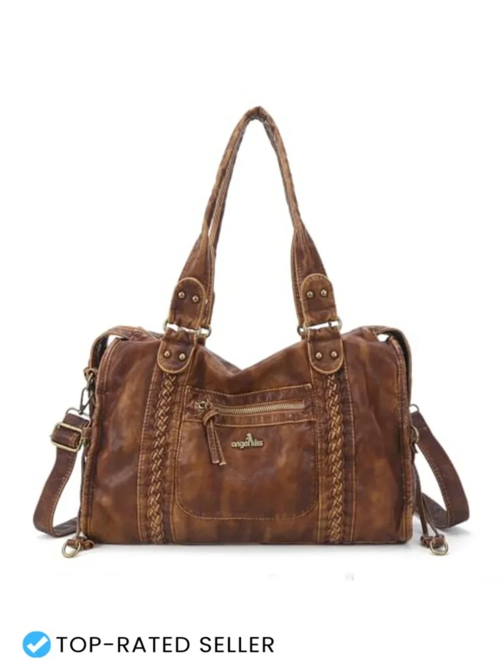 Vegan Leather Hobo Satchel Handbag Large Tote Shoulder Bag with Pockets